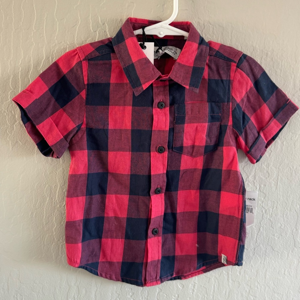 Nordstrom Kids Plaid Shirt - Red and Navy